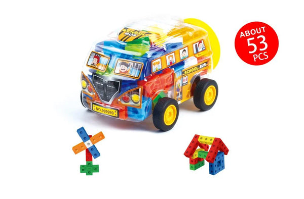 Tooly Play School Bus Blocks - 53 Pieces