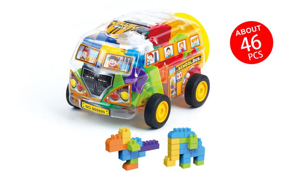 Tooly Play School Bus Blocks - 46 Pieces