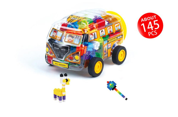 Tooly Play School Bus Blocks - 145 Pieces