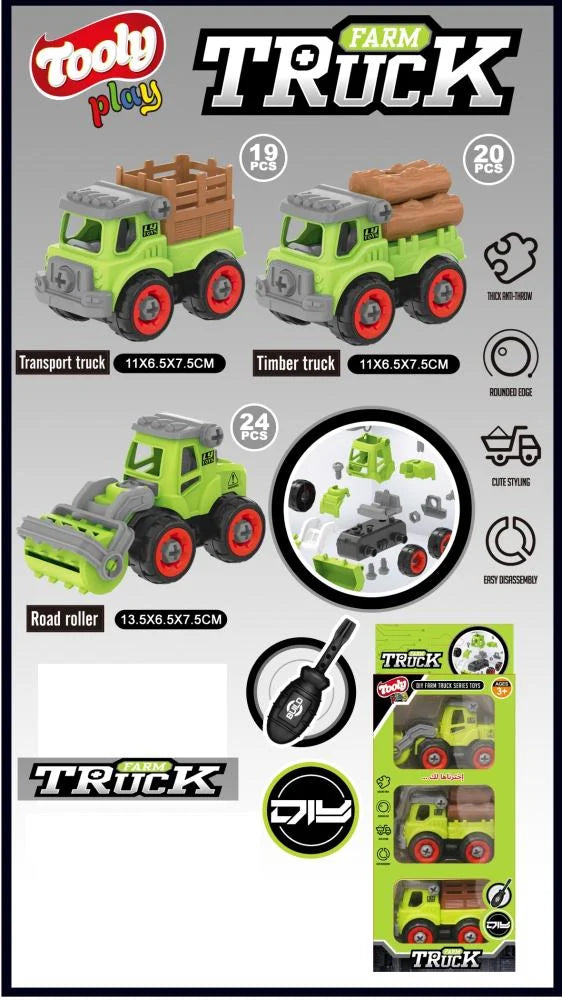 Toly Play Buildable Truck Set with Screwdriver (3 Pieces)