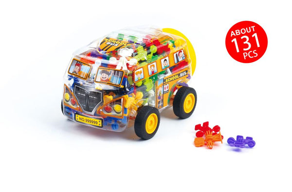 Tooly Play School Bus Blocks - Little Genie - 131 Pieces