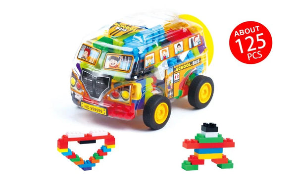 Tooly Play School Bus Blocks - 125 Pieces