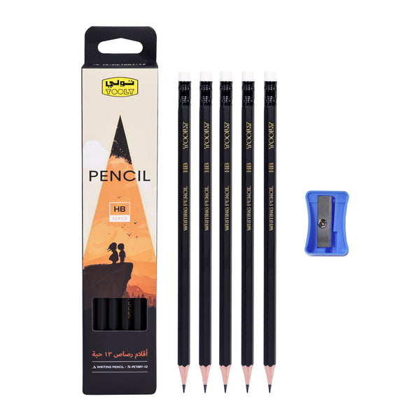 تولي مجموعة 12 قلم رصاص HB مع مبراة
